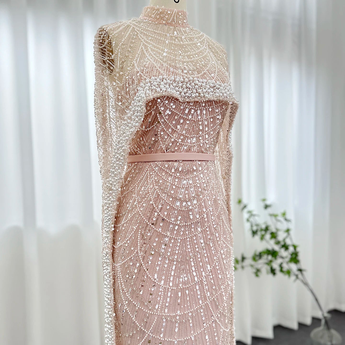 Pearl Cape Evening Dress