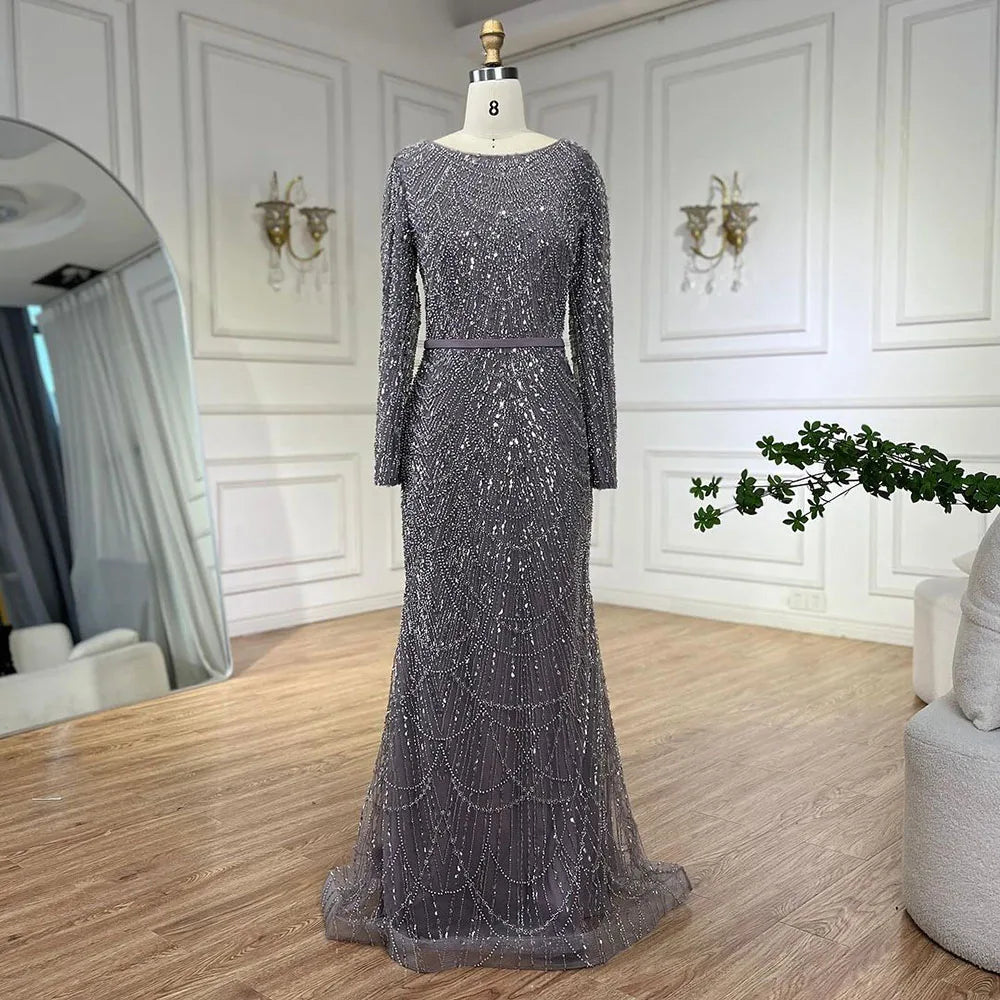 Pearl Long Sleeve Cape Evening Dress