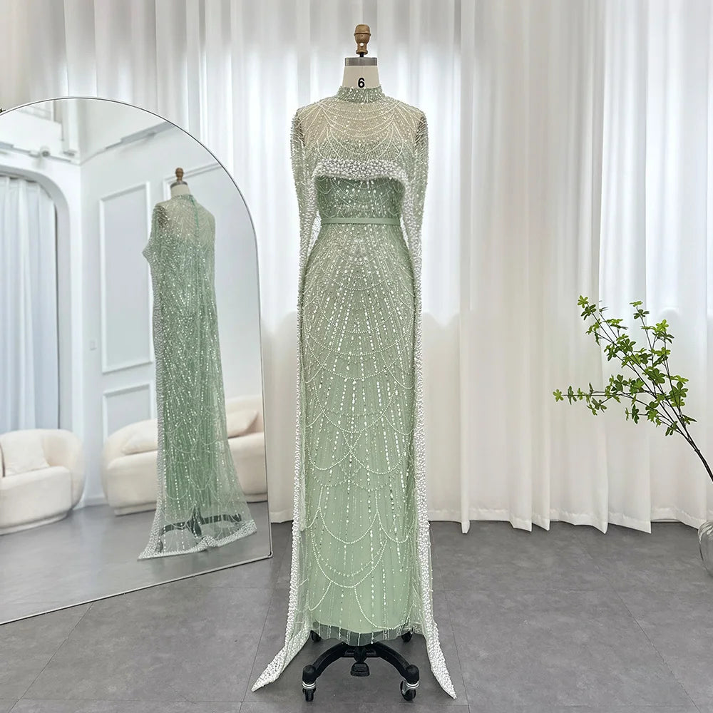 Pearl Cape Evening Dress