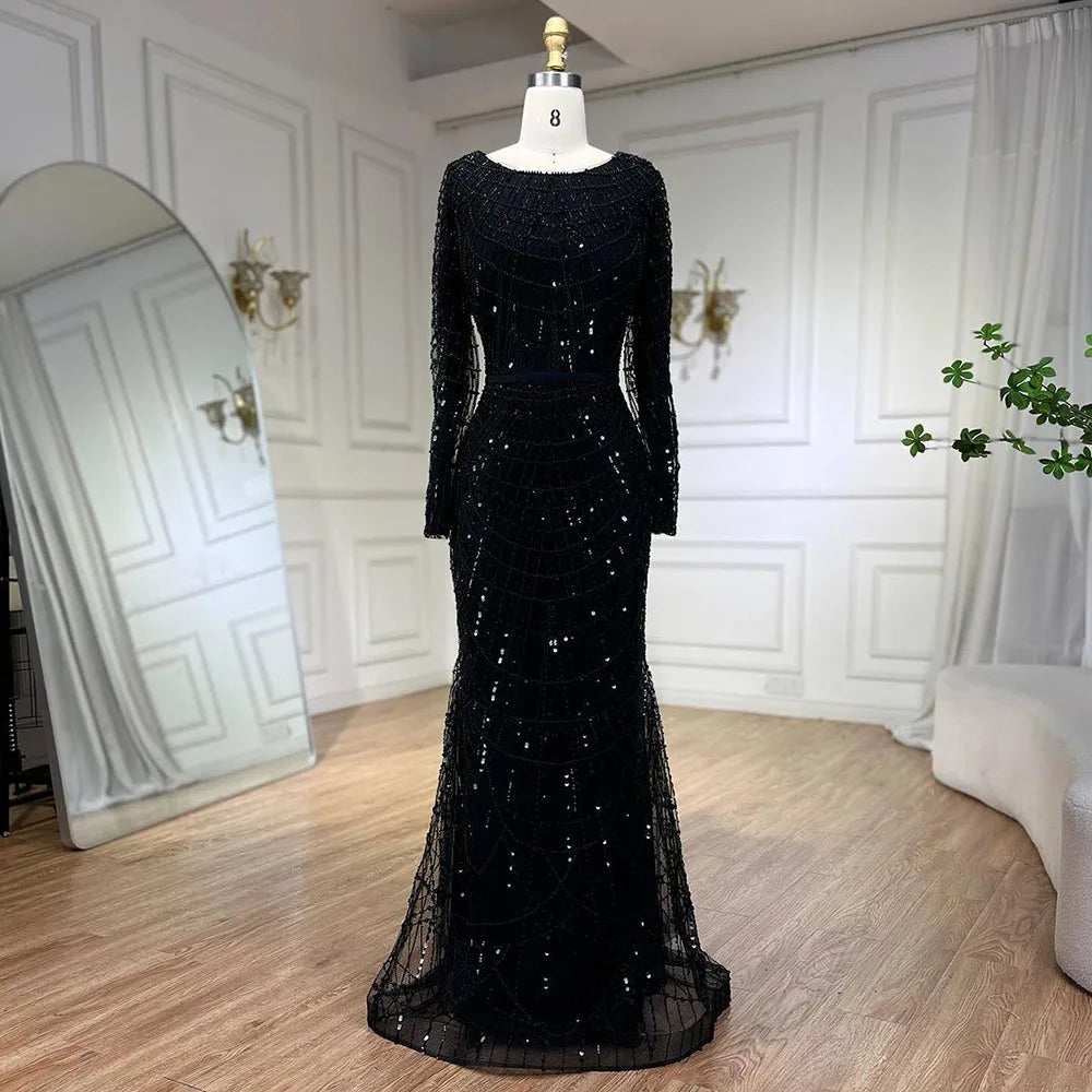 Pearl Long Sleeve Cape Evening Dress