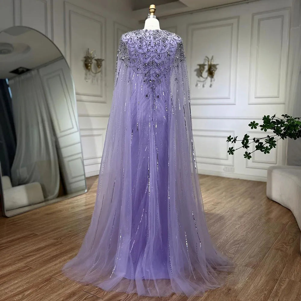 Mermaid Evening Dress with Beaded Cape – Wedding & Party Gown