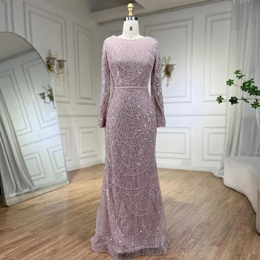 Pearl Long Sleeve Cape Evening Dress