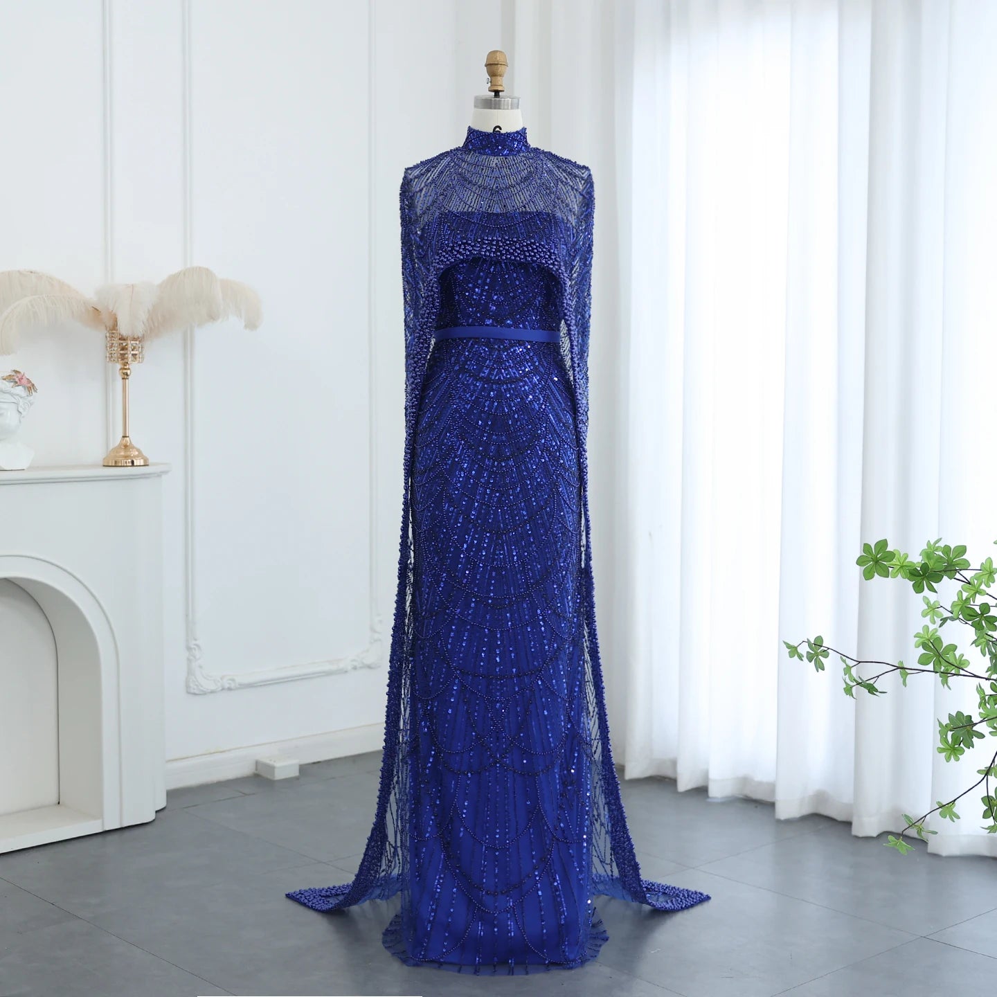 Pearl Cape Evening Dress