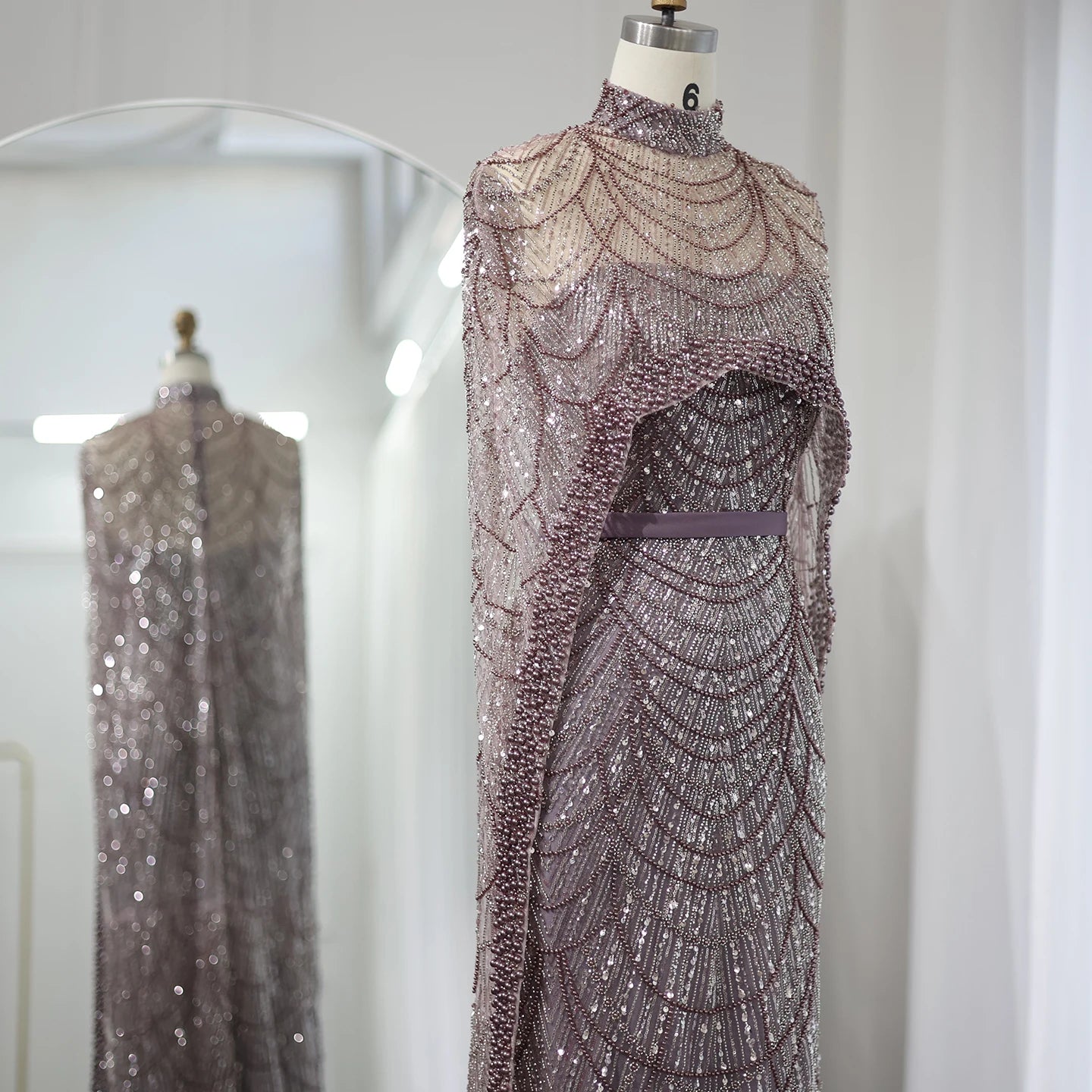 Pearl Cape Evening Dress