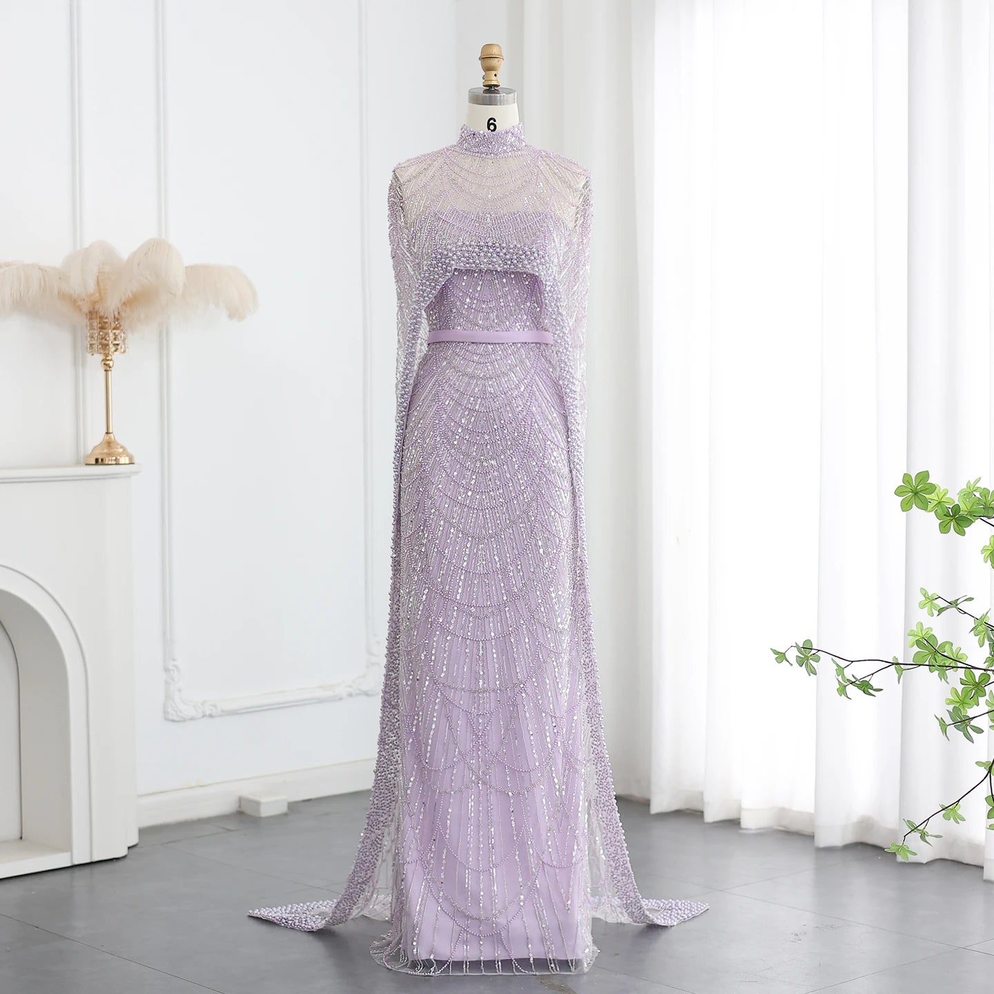 Pearl Cape Evening Dress