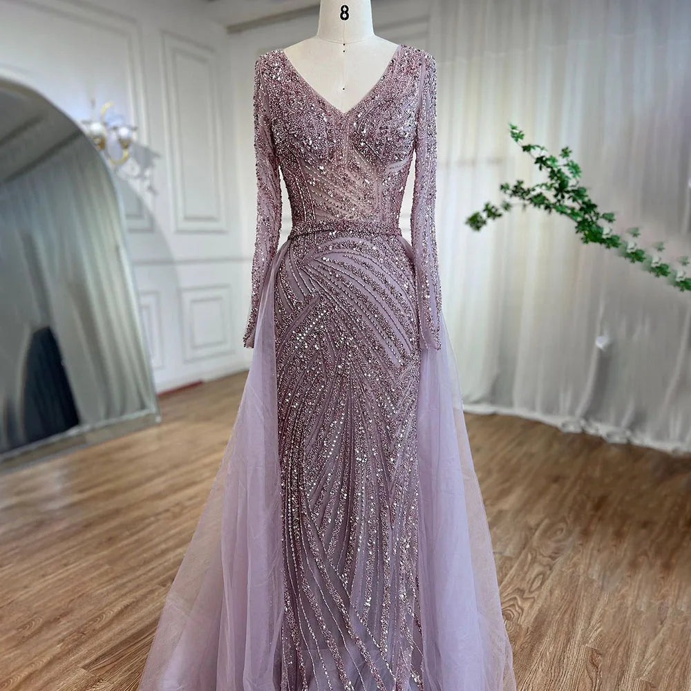 Mermaid Beaded  Evening Dress with Detachable Skirt – Formal Gown